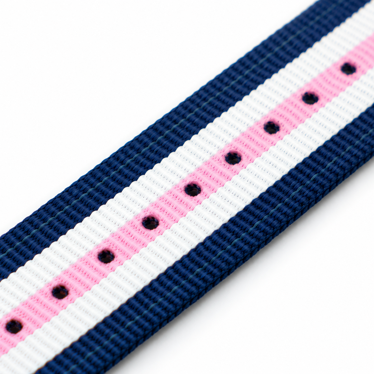 Blue, white and pink striped woven nylon Apple Watch band — Southern Straps