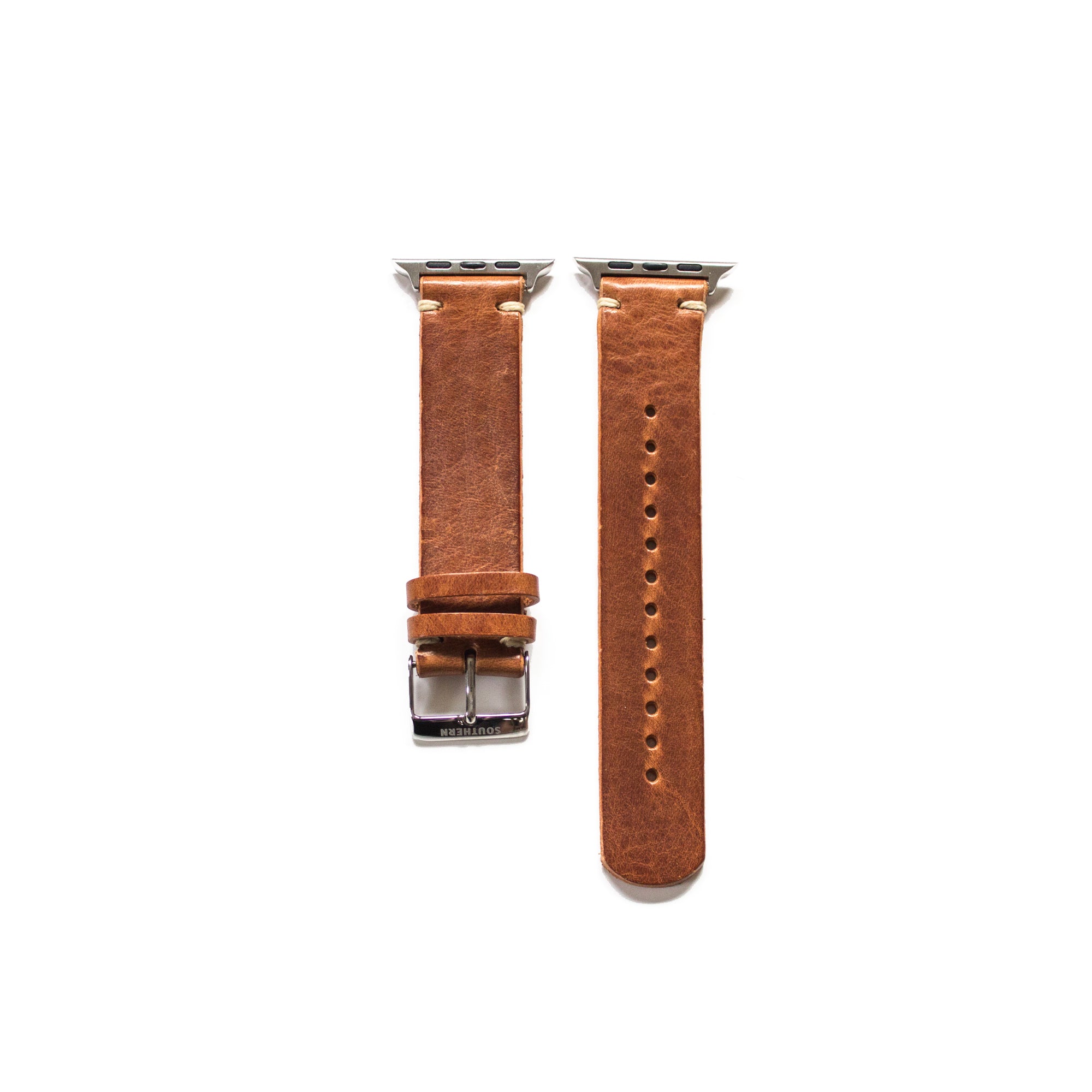 Brown Leather Band for Apple Watch | Series 1 - Series 9, SE & Ultra 2 41mm - 38mm / Silver