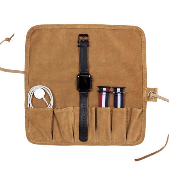 Brown Suede Apple Watch Carrying Case
